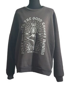 Dark Grey Crewneck Graphic Sweatshirt 💀🌸